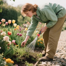 Small Hand Rake - Small Garden Rake for Flower Beds,Manual Weeding Gardening Tool Heavy Duty Short Soil Tiller for Women Men Gardeners