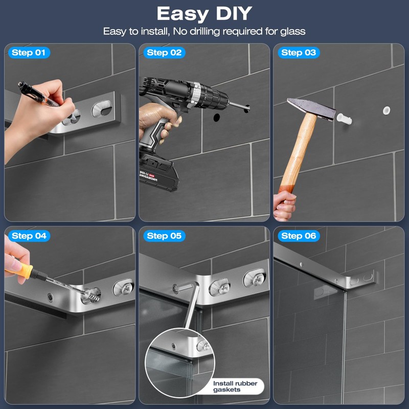 Heavy Duty Fixed Glass Clamp Support Bracket for Frameless Shower