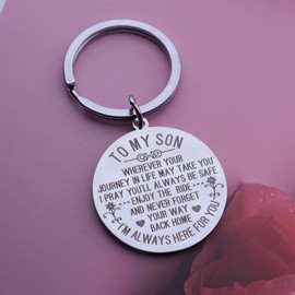 To My Son Keychain Gift from Dad Mom Inspirational Son Birthday Christmas Gifts Keychain for Men