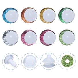 96Pcs 3D Glitter Safety Eyes and Washers for Amigurumi Crochet - Thalinfayi 8Colors White Pupils Strabismus Safety Eyes Crochet Amigurumi Eyes for Amigurumi, Crafts, Crochet Doll DIY Making Supplies