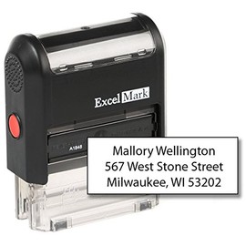 ExcelMark Custom Self Inking Rubber Stamp - Home or Office (A1848 - 3 Lines)