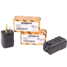 Journeyman-Pro Clamshell Plug & Connector Set 15 Amp 120-125 Volt, NEMA 5-15P + 5-15C (5-15R), Straight Blade, Male & Female Replacement Cord End, Commercial Grade PVC Black 5-Pairs (5)