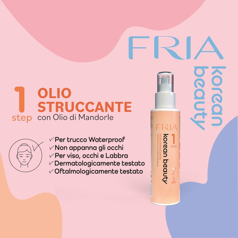 Fria Korean Beauty Olio Struccante, Rimuove il Trucco Waterproof, Testato