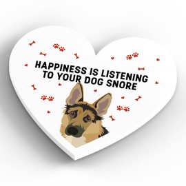 Global Designs German Shepherd Happiness Is Your Dog Snoring Katie Pearson Artworks Heart Shaped Wooden Magnet
