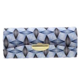 Motique Accessories Diamond Pattererned Fabric Lipstick Case with Mirror for Purse-Blue