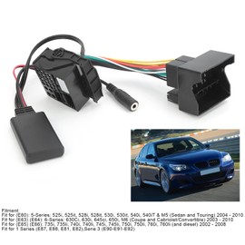 Bluetooth AUX Adapter 59.1in Bluetooth 5.0 AUX Cable Audio Adapter Car Bluetooth Module with Microphone Fit for E60 E63 E64 E65 E66 E87