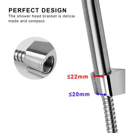 Zinc Alloy Shower Holder, GEBAUM Silver Hand Shower Holder, Shower Head Holder with Screws, Product Dimensions L x W x H: 3.5 x 3.3 x 3.1 cm, Can Be Used in Bathroom