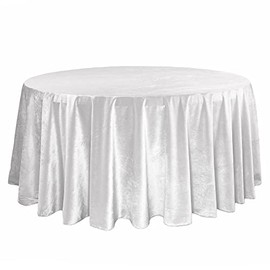 YOUR CHAIR COVERS - 120 Inch Round Royal Velvet Tablecloth - White, Linen Table Cloth for Standard Round Tables