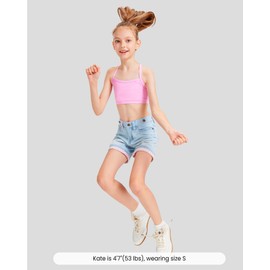 Sascina First Bras for Girls 7-8 with Y-Back Racerback Sport Bra Training Bra for Kids - No Pads, Chest Double Lined Black/White/Nude/Blush Pink, Small