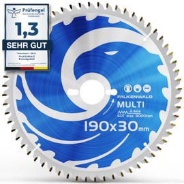 Falkenwald® Circular Saw Blade 190 x 30 mm for Wood, Metal and Aluminium Saw 190 x 30 cm Compatible with Bosch and Makita Hand Circular Saw – Multi Saw Blade 190 x 30 cm Hand Circular Saw with HM