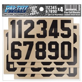 Helmet Number Decals (Football, Lacrosse, Hockey, Baseball, Softball) Black Stickers (3 inch Black Numbers)
