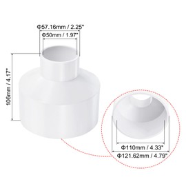 PATIKIL PVC Reducer Pipe Fitting 110mm to 50mm ID, 2 Pack Straight Coupling Adapter Connector, White