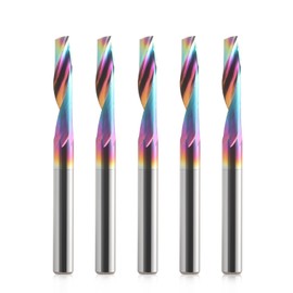 CNC Milling Cutter for Aluminium with a Groove, 4 mm Shank End Mill Spiral Cutter Bit VHM with DLC Coating, 4 mm Cutting Diameter 17 mm Cutting Length End Mill, Solid Carbide End Mill, 5 Pieces