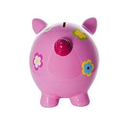 Mousehouse Gifts Large Pink Pig Piggy Bank Money Box with Flowers for Girls Adults and Children