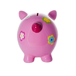 Mousehouse Gifts Large Pink Pig Piggy Bank Money Box with Flowers for Girls Adults and Children