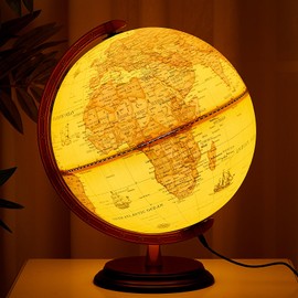 Amylove 13'' Illuminated World Globe with Stand 720°/360° Rotation Rewritable Light up Globe for Kid World Map for Interactive Learning Globe Light with Base Globe Lamp LED Decor(Vintage)