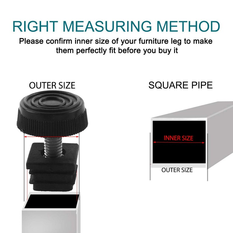 sourcing map Adjustable Leveling Feet 20 x 20mm Square Insert