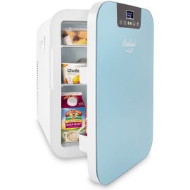 Cooluli 20L Mini Fridge For Bedroom - Car, Office Desk & College Dorm Room Glass Front Digital Temperature Control 12v Small Refrigerator for Food, Drinks, Skin Care, Beauty Breast Milk (Blue)