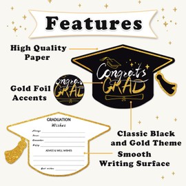 Leesgel 66 Pack Graduation Advice Cards for The Graduate, Degree Cap Graduation Wishes Cards Class of 2024, Greeting Cards Graduation Decor Games Props Party Decorations