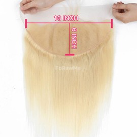 Forawme 10A Quality Brazilian Blonde Hair Straight Transparent Full Lace Frontals Human Hair Pieces 16 Inch 613 Ear To Ear 13X6 Lace Frontal Closure Pre Plucked With Edges