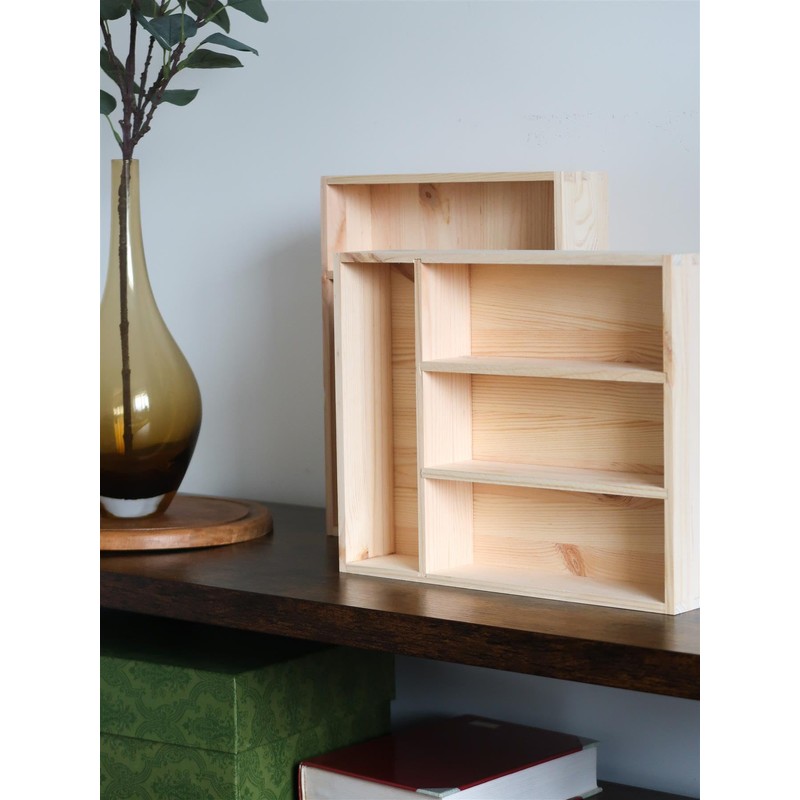 Wooden Unpainted 4 Compartment Cutlery Tray Utensil Sorter Drawer |