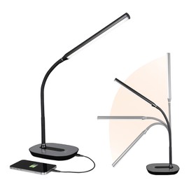 OttLite Strive LED Desk Lamp with USB Charging - ClearSun LED Technology - Adjustable & Flexible Neck, 3 Brightness Settings with Touch Activated Controls - Desk Lamp for Work, Study & Reading