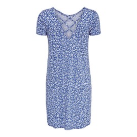 ONLY Women's ONLBERA Back LACE UP S/S Dress JRS NOOS, Strong Blue/AOP:White Flowers, M