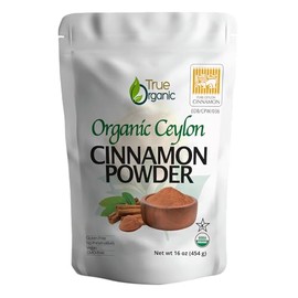 True Organic Canela De Ceilán En Polvo, 1 Lb, Sin Gluten, Certificado Usda Y Kosher, Canela Orgánica En Polvo, Canela Molida, Sin Ogm, Ceilán Calidad Premium