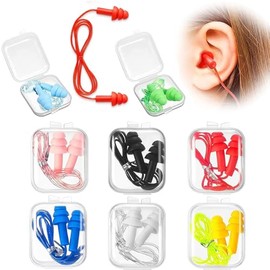 Tapones para Oídos de Silicona para Natación, 8 Pares Tapones para Oídos, Tapón Auditivo con Cable con Caja, para Dormir, Nadar, Viaje, Reducción Del 