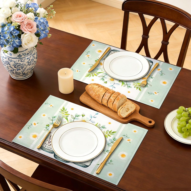 JIABEIUS 6 Pcs Flower Vase Placemats, 12x18 Inch Seasonal Spring