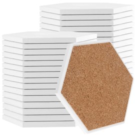 JOIKIT 30 Pack 4 Inch Ceramic Tiles for Crafts Coasters, Hexagon Unglazed Ceramic Tiles with Cork Backing Pads, Use with Alcohol Ink or Acrylic Pouring, Make Your Own Coasters