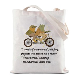 JYTAPP Frog Toad Friendship Tote Bag Frog Toad Ride On Inspired Gift Storybook Lovers Grocery Bag Friendship Merchandise (beige)