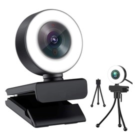 4K HD PC Webcam for Streaming HD 1080P, JFMShop 960C USB Pro Computer Web Camera Video Cam for Mac Windows Laptop Conferencing Gaming with Microphone & Adjustable Ring Light & Tripod Stand