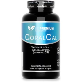 Natural Health CoralCal  Suplemento Alimenticio con Calcio de Coral y Vitamina D3 (Colecalciferol)  Frasco con 180 Cápsulas de 1 g (Suministro para 3 
