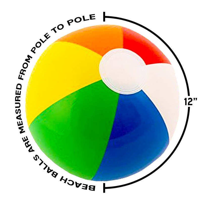 12" Rainbow Colored Party Pack Inflatable Beach Balls - Beach