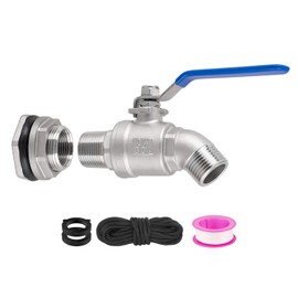 Rain Barrel Spigot Kit High Flow Water Barrel Faucet 3/4"NPT to 3/4"GHT 304 Lead-Free Compliant Stainless Steel Faucet for Rain Barrels,Rain Barrel Quarter Turn Spigot with Bulkhead Fitting