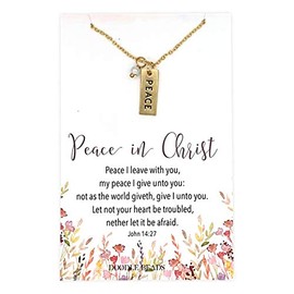 Peace Bar Necklace, Peace in Christ, Hope and Comfort Jewelry, Peace Necklace & scripture quote card, Peace I leave unto you, be not afraid