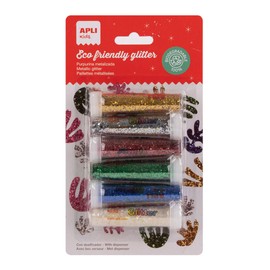 APLI Kids 6 Bottles Metal Glitter Biodegradable Ideal for Costumes Crafts 20069