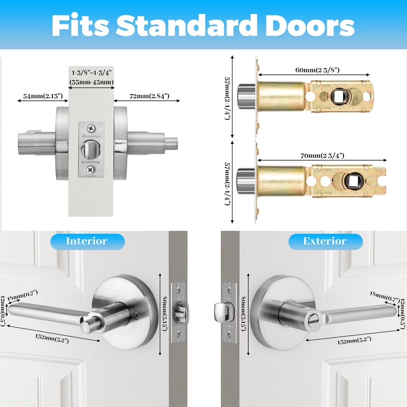 ANNFUZ Privacy Round Push Button One-Touch Locking Interior Door Handle