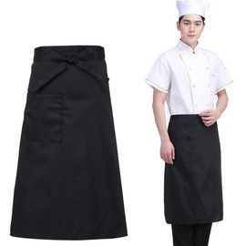 IBLUELOVER Chef Waist Half Aprons For Women Men With Pocket Cleaning Supplies Kitchen Cooking Craft Baking BBQ Restaurant Waiter Butchers Half Apron Household Cooks Apron Polycotton Unisex
