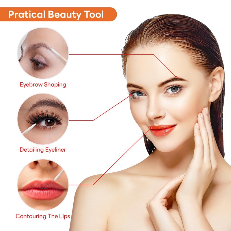 800 Stück Microblading Wattestäbchen, Wattestäbchen mit Spitzer Spitze, Wattestäbchen mit