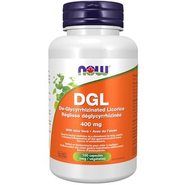 NOW NOW DGL 400mg with Aloe Vera, De-Glycrryhizated Licorice, 100vcap
