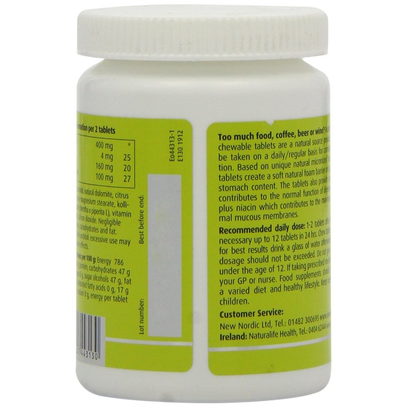New Nordic Frutin Chewable Tablets, Natural Stomach Acid Relief, Pack