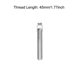 sourcing map Fully Threaded Rod M8 x 45mm 1.25mm Thread Pitch 304 Stainless Steel Right Hand Threaded Rods Bar Studs 5 Pack