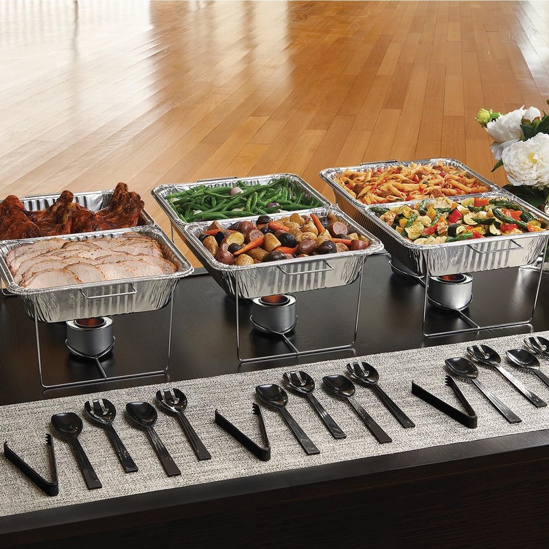 Party Essentials 6.5" Plastic Serving Tongs, 8-Count, Black