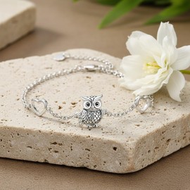Owl Bracelet 925 Sterling Silver Owl Jewelry for Women Mother Friends
