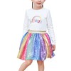 Girls Skirt Rainbow Unicorn Sequin Sparkling Tutu Dancing Age 9-10