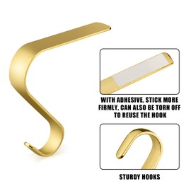 TOYMIS Christmas Stocking Holders for Mantle Metal Xmas Stocking Hooks Fireplace Hangers Christmas Hanging Clips for Christmas Party Decorations (2pcs, Gold)
