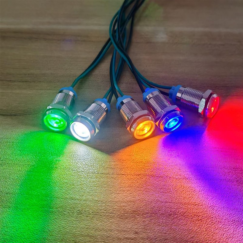 Gebildet 5pcs 10mm 3V-4.5V-5V-6V-7.5V-9VDC LED Metal Indicator Light Waterproof Signal