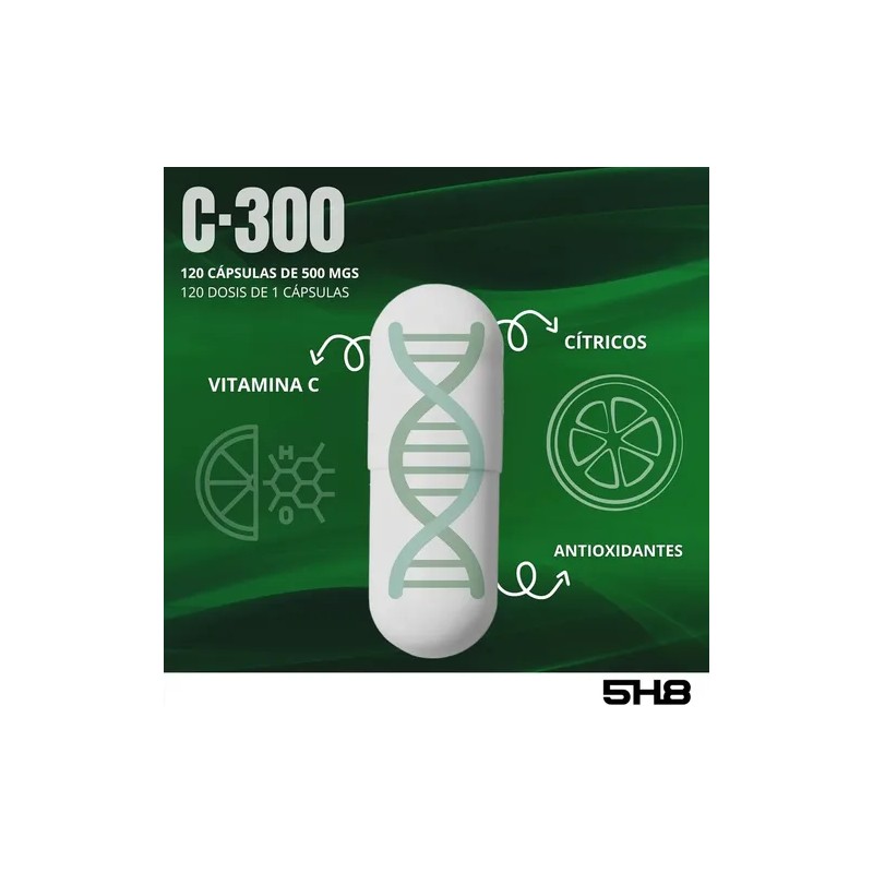 5h8 Vitamina C300mg Refuerzo Inmune 120 Caps Meses Sabor